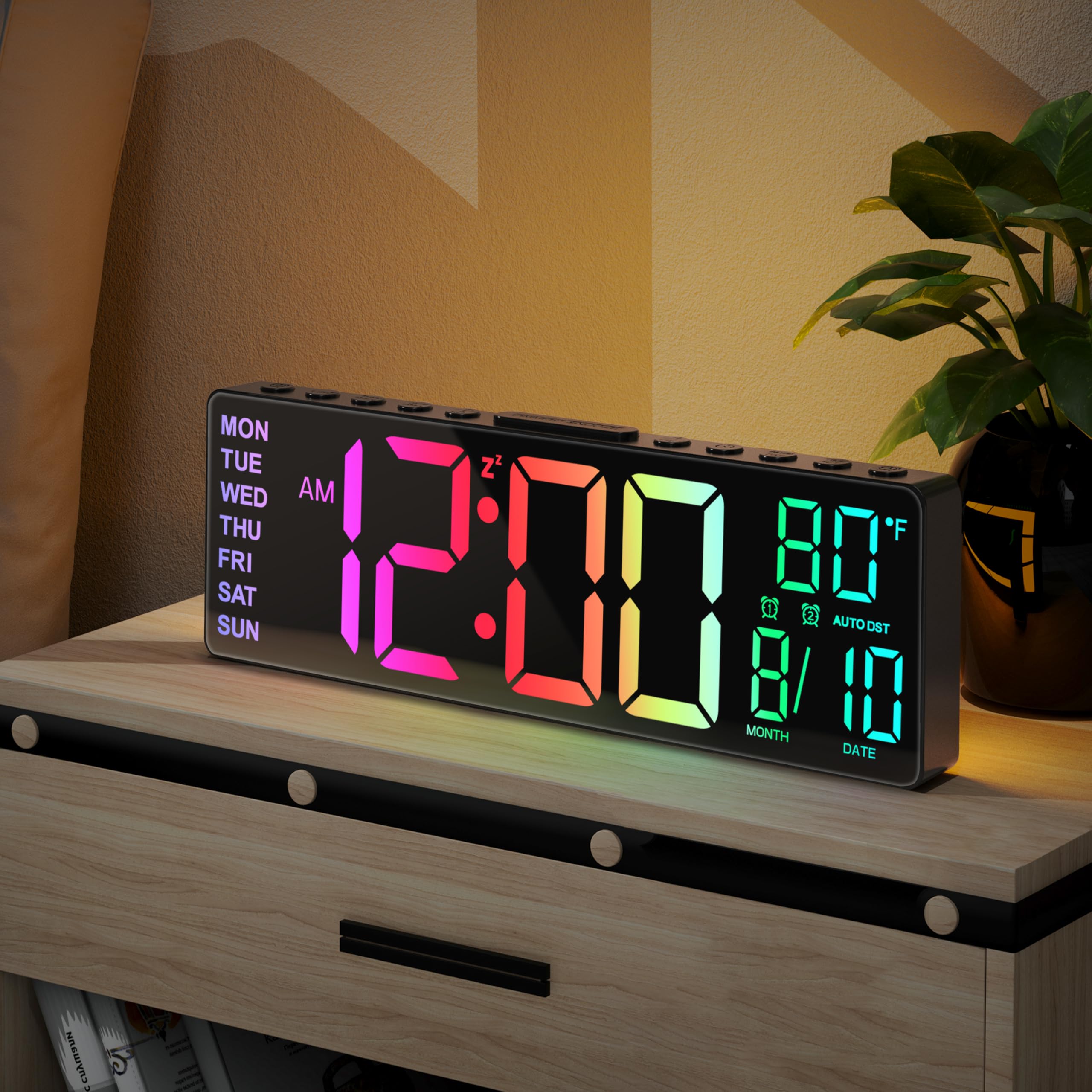 Amazon.com: JALL 10.5'' Digital Large Alarm Clock with 8-in-1 RGB